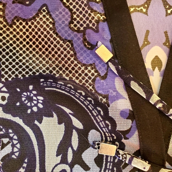 INC Blue and Black Patterned Blouse XL - Picture 4 of 6